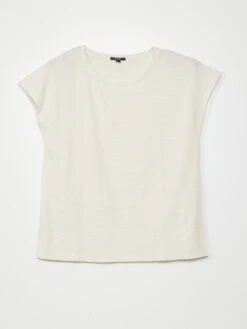 Camiseta Premamá Manga Corta De Rayas Finas - Blanco