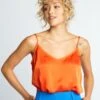 Camiseta Satinada De Tirantes - NARANJA -TrendyModa Ventas camiseta satinada de tirantes naranja ajl13 2 frb1