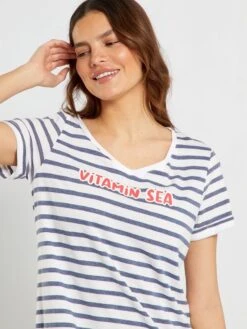 Camisón A Rayas - Blanco/azul -TrendyModa Ventas camison a rayas blancoazul ala47 1 frb4