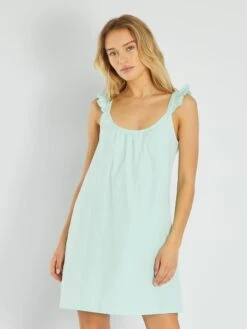 Camisón De Corte Recto Con Volantes En Los Tirantes - BEIGE -TrendyModa Ventas camison de corte recto con volantes en los tirantes beige ala93 2 frb2