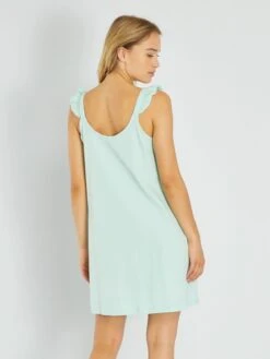 Camisón De Corte Recto Con Volantes En Los Tirantes - BEIGE -TrendyModa Ventas camison de corte recto con volantes en los tirantes beige ala93 2 frb3