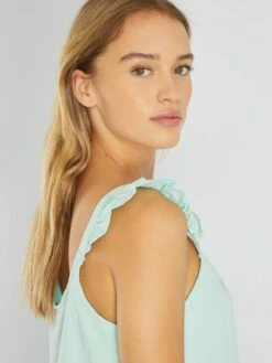 Camisón De Corte Recto Con Volantes En Los Tirantes - BEIGE -TrendyModa Ventas camison de corte recto con volantes en los tirantes beige ala93 2 frb4