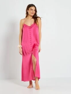 Camisón Satinado De Encaje - Rosa Indio -TrendyModa Ventas camison satinado de encaje rosa indio aeg54 3 frb3