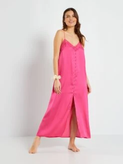 Camisón Satinado De Encaje - Rosa Indio -TrendyModa Ventas camison satinado de encaje rosa indio aeg54 3 frb4