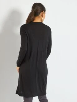 Chaqueta De Punto De Canalé Largo Medio - NEGRO 10 Chaqueta De Punto De Canalé Largo Medio - NEGRO -TrendyModa Ventas chaqueta de punto de canale largo medio negro zb130 1 frb4