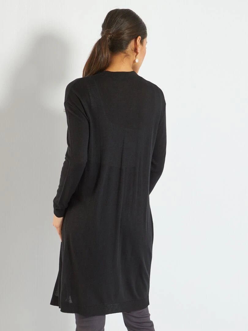 Chaqueta De Punto De Canalé Largo Medio - NEGRO 6 Chaqueta De Punto De Canalé Largo Medio - NEGRO - Imagen 4