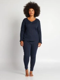 Conjunto De Pijama Con Camiseta + Pantalón - 2 piezas - Azul