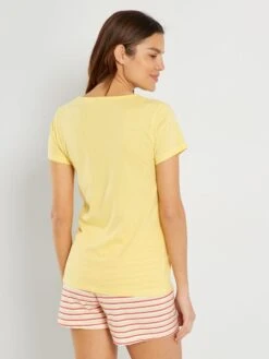 Conjunto De Pijama Corto - 2 Piezas - Amarillo -TrendyModa Ventas conjunto de pijama corto 2 piezas amarillo ala69 2 frb2