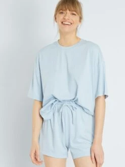 Conjunto De Pijama Corto - 2 Piezas - AZUL 10 Conjunto De Pijama Corto - 2 Piezas - AZUL -TrendyModa Ventas conjunto de pijama corto 2 piezas azul zr669 1 frb4