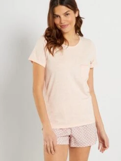 Conjunto De Pijama Corto - 2 Piezas - Rosa
