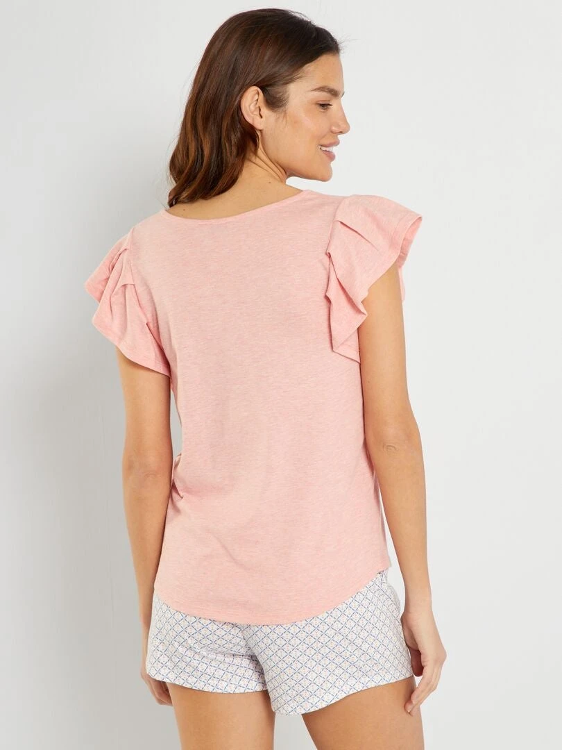 Conjunto De Pijama Corto - 2 Piezas - Rosa/blanco 4 Conjunto De Pijama Corto - 2 Piezas - Rosa/blanco - Imagen 2