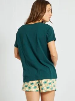 Conjunto De Pijama Corto - 2 Piezas - Verde -TrendyModa Ventas conjunto de pijama corto 2 piezas verde zt074 2 frb2