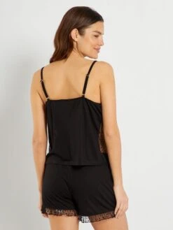 Conjunto De Pijama Corto Con Encaje - 2 Piezas - Negro 7 Conjunto De Pijama Corto Con Encaje - 2 Piezas - Negro -TrendyModa Ventas conjunto de pijama corto con encaje 2 piezas negro ala46 2 frb2