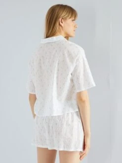 Conjunto De Pijama Corto De Plumeti - 2 Piezas - BLANCO -TrendyModa Ventas conjunto de pijama corto de plumeti 2 piezas blanco zs153 1 frb2