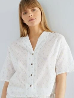 Conjunto De Pijama Corto De Plumeti - 2 Piezas - BLANCO -TrendyModa Ventas conjunto de pijama corto de plumeti 2 piezas blanco zs153 1 frb3