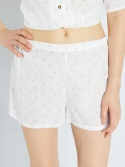 Conjunto De Pijama Corto De Plumeti - 2 Piezas - BLANCO -TrendyModa Ventas conjunto de pijama corto de plumeti 2 piezas blanco zs153 1 frb5