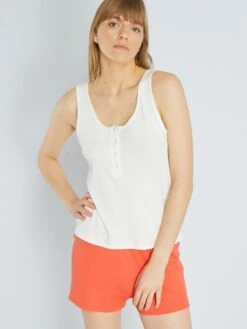 Conjunto De Pijama Corto De Punto De Canalé - 2 Piezas - BEIGE 7 Conjunto De Pijama Corto De Punto De Canalé - 2 Piezas - BEIGE -TrendyModa Ventas conjunto de pijama corto de punto de canale 2 piezas beige ala56 1 frb2