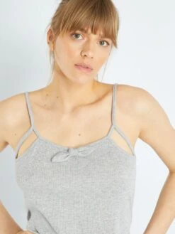 Conjunto De Pijama Corto De Punto De Canalé - 2 Piezas - Blanco -TrendyModa Ventas conjunto de pijama corto de punto de canale 2 piezas blanco ala64 1 frb3