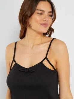 Conjunto De Pijama Corto De Punto De Canalé - 2 Piezas - Negro -TrendyModa Ventas conjunto de pijama corto de punto de canale 2 piezas negro ala64 2 frb3