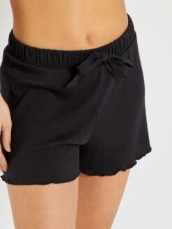 Conjunto De Pijama Corto De Punto De Canalé - 2 Piezas - Negro -TrendyModa Ventas conjunto de pijama corto de punto de canale 2 piezas negro ala64 2 frb4