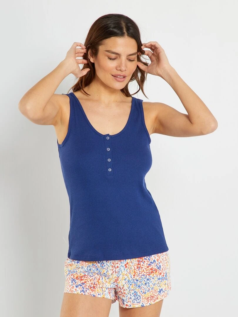 Conjunto De Pijama Corto Estampado - 2 Piezas - Azul 3 Conjunto De Pijama Corto Estampado - 2 Piezas - Azul