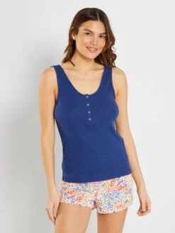 Conjunto De Pijama Corto Estampado - 2 Piezas - Azul 9 Conjunto De Pijama Corto Estampado - 2 Piezas - Azul -TrendyModa Ventas conjunto de pijama corto estampado 2 piezas azul ala57 2 frb3