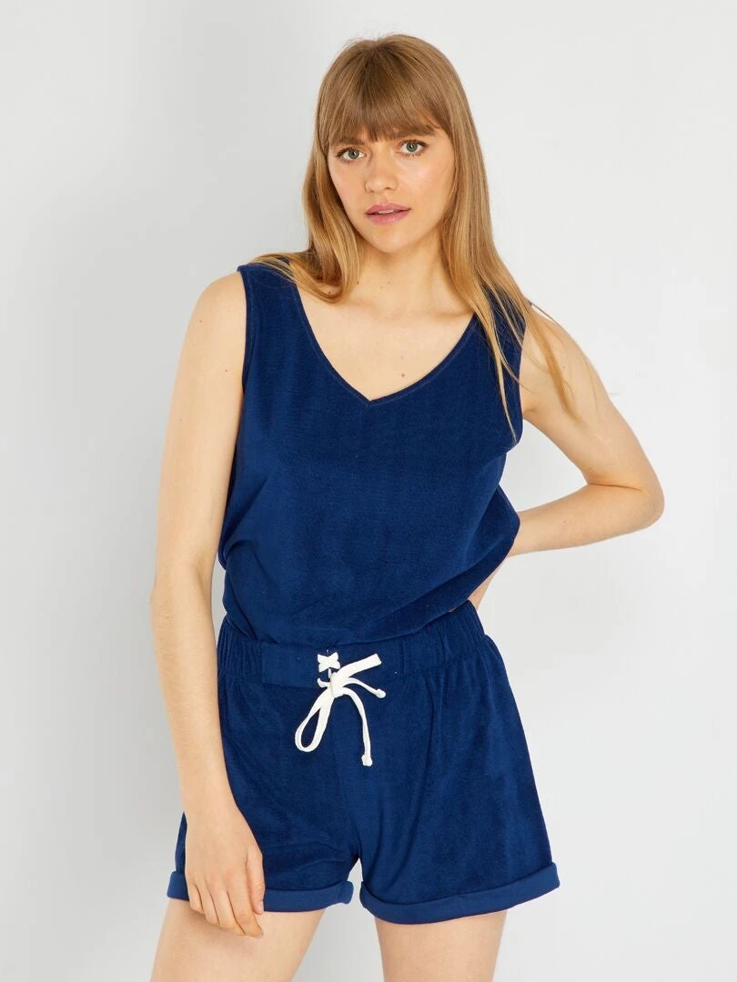 Conjunto De Pijama Corto Liso - 2 Piezas - Azul Marino 3 Conjunto De Pijama Corto Liso - 2 Piezas - Azul Marino