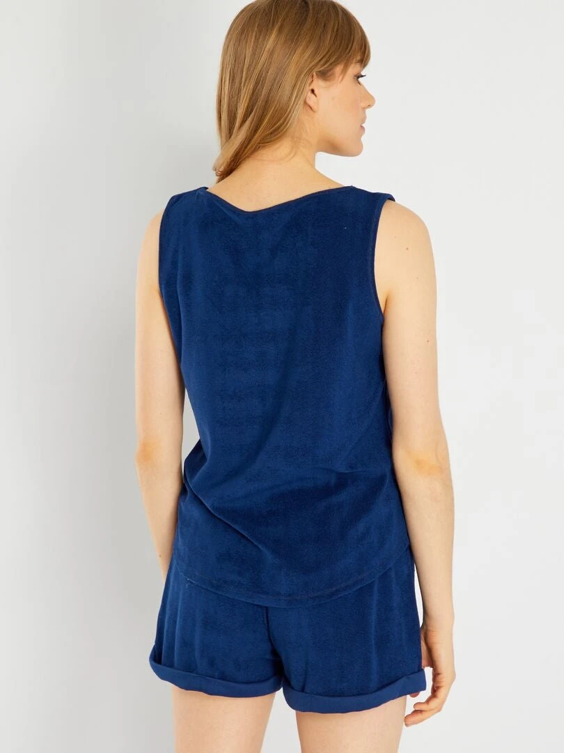 Conjunto De Pijama Corto Liso - 2 Piezas - Azul Marino 4 Conjunto De Pijama Corto Liso - 2 Piezas - Azul Marino - Imagen 2