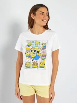Conjunto De Pijama Corto 'Minions' - 2 Piezas - BLANCO