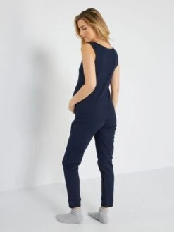 Conjunto De Pijama De Canalé Premamá - 2 Piezas - Azul -TrendyModa Ventas conjunto de pijama de canale premama 2 piezas azul zn998 1 frb3