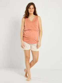 Conjunto De Pijama De Premamá - 2 Piezas - BEIGE -TrendyModa Ventas conjunto de pijama de premama 2 piezas beige ajl36 2 frb3