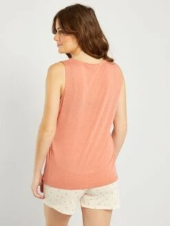 Conjunto De Pijama De Premamá - 2 Piezas - BEIGE -TrendyModa Ventas conjunto de pijama de premama 2 piezas beige ajl36 2 frb4