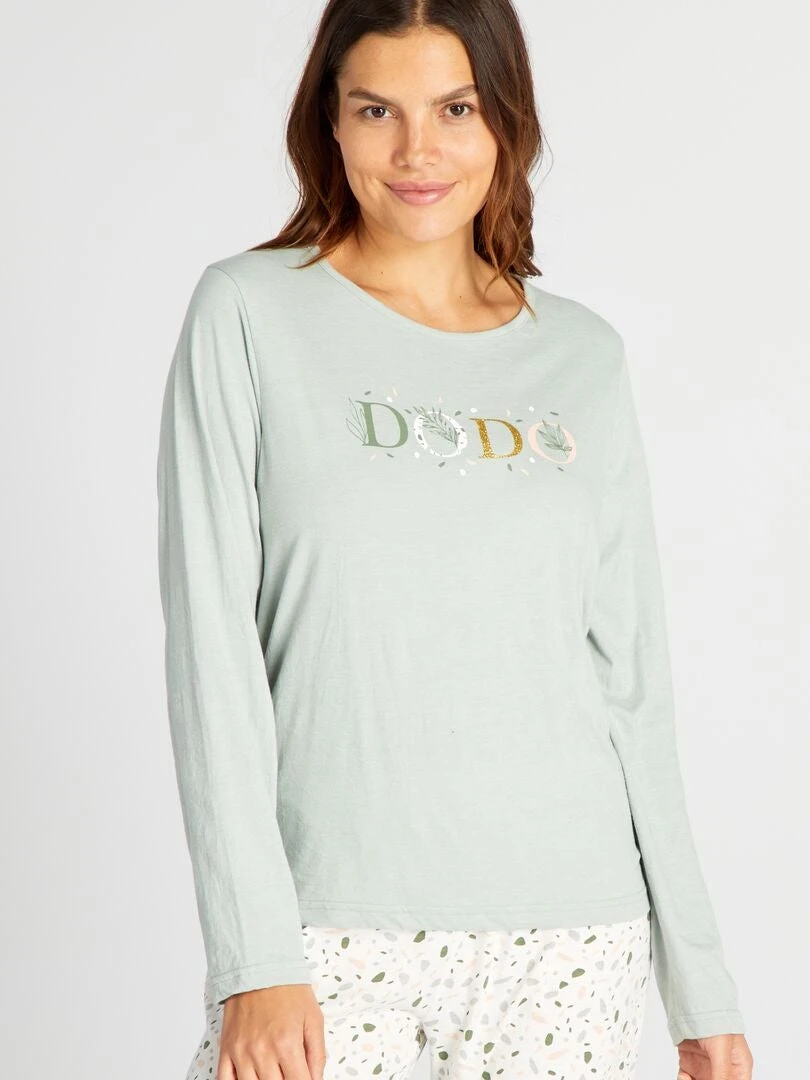 Conjunto De Pijama De Punto 'dodo' - 2 piezas - Verde/blanco 4 Conjunto De Pijama De Punto 'dodo' - 2 piezas - Verde/blanco - Imagen 2