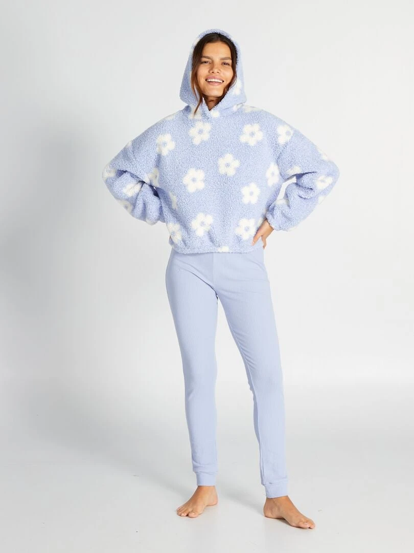 Conjunto De Pijama Jersey Con Capucha + Pantalón - 2 piezas - AZUL 6 Conjunto De Pijama Jersey Con Capucha + Pantalón - 2 piezas - AZUL - Imagen 4