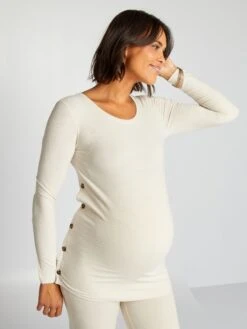 Conjunto De Premamá Con Camiseta + Pantalón De Canalé - CERVEZA BEIGE -TrendyModa Ventas conjunto de premama con camiseta pantalon de canale cerveza beige alh77 1 frb3