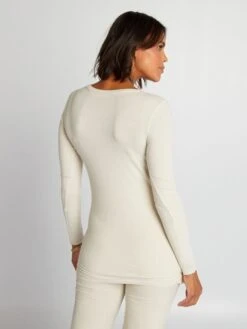 Conjunto De Premamá Con Camiseta + Pantalón De Canalé - CERVEZA BEIGE -TrendyModa Ventas conjunto de premama con camiseta pantalon de canale cerveza beige alh77 1 frb6