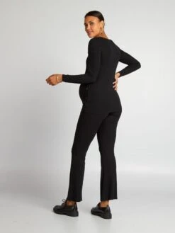 Conjunto De Premamá Con Camiseta + Pantalón De Canalé - Negro -TrendyModa Ventas conjunto de premama con camiseta pantalon de canale negro alh77 2 frb3