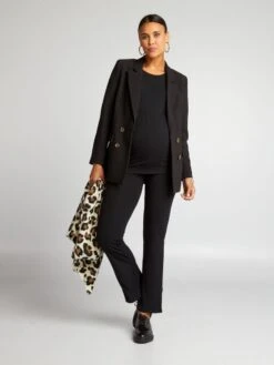 Conjunto De Premamá Con Camiseta + Pantalón De Canalé - Negro -TrendyModa Ventas conjunto de premama con camiseta pantalon de canale negro alh77 2 frb4