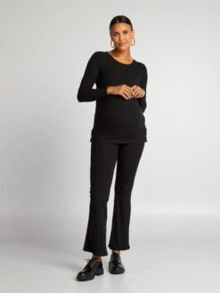 Conjunto De Premamá Con Camiseta + Pantalón De Canalé - Negro -TrendyModa Ventas conjunto de premama con camiseta pantalon de canale negro alh77 2 frb5