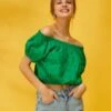 Crop Top Fantasía Con Bordado - VERDE -TrendyModa Ventas crop top fantasia con bordado verde zn673 3 frb1