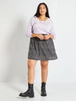 Falda Con Motivo - NEGRO