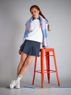 Falda Corta A Rayas - AZUL