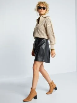 Falda Corta Con Botones - Negro -TrendyModa Ventas falda corta con botones negro ajf06 1 frb2