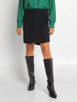 Falda Corta De Punto De Crepé - Negro -TrendyModa Ventas falda corta de punto de crepe negro aje51 1 frb3