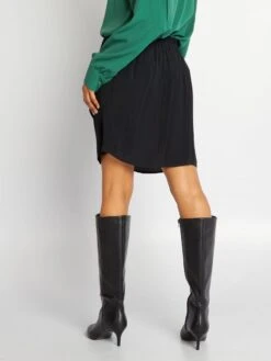 Falda Corta De Punto De Crepé - Negro -TrendyModa Ventas falda corta de punto de crepe negro aje51 1 frb4