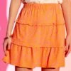 Falda Corta De Punto Gofrado - NARANJA -TrendyModa Ventas falda corta de punto gofrado naranja zs900 1 frb1