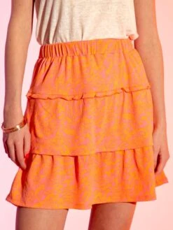 Falda Corta De Punto Gofrado - NARANJA -TrendyModa Ventas falda corta de punto gofrado naranja zs900 1 frb5