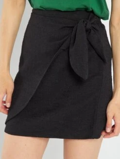 Falda Corta De Tweed - Negro