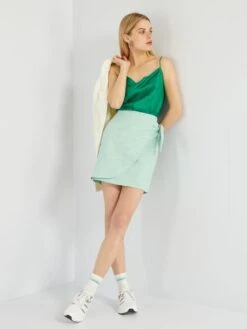 Falda Corta De Tweed - VERDE