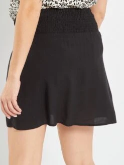 Falda Corta Estampada Premamá - Negro -TrendyModa Ventas falda corta estampada premama negro zo569 2 frb3